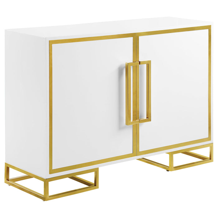 Synchrony - 2 Door Accent Cabinet With Art Deco Trim - White Furniture Max