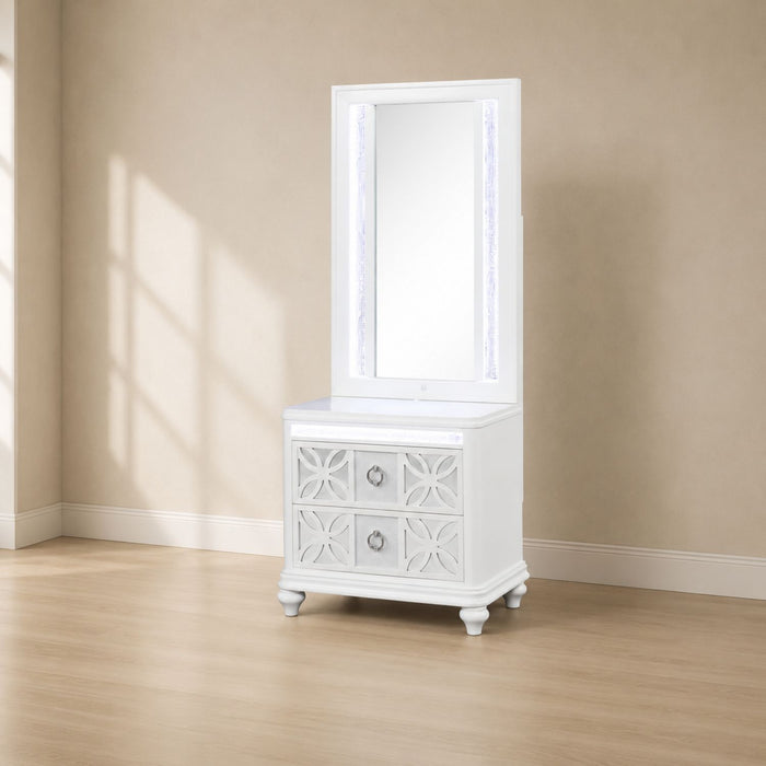 Abigale - Nightstand With Mirror Top, LED Lighting (Includes Mirror And Nightstand) - White Matrix Furniture Group
