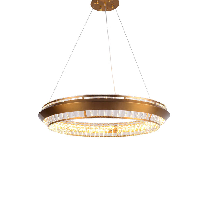 Michael Amini Lighting - Base Camp Round 31" Crystal LED Chandelier - Gold Michael Amini