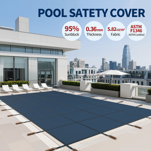 Swimming Pool Safety Cover For Rectangular Underground Pools - Blue Daily Nest