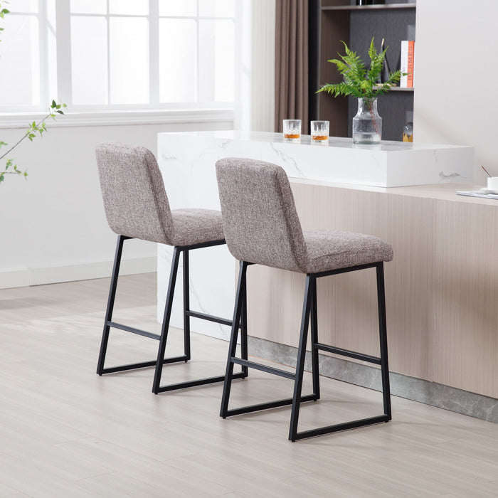 Low Bar Stools (Set of 2) Bar Chairs For Living Room Party Room Kitchen, Upholstered Kitchen Breakfast Bar Stools With Footrest