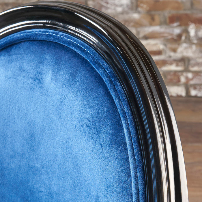 French Country Inspired Dining Chair With Iconic Round Backrest - Navy Blue Noble House
