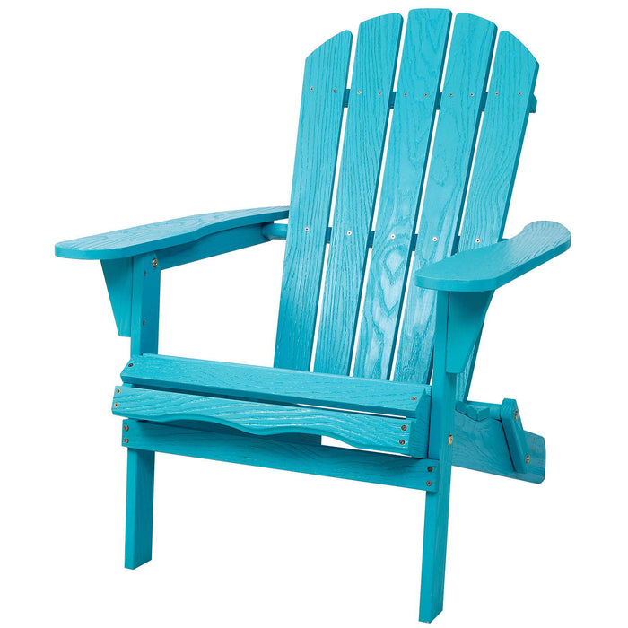 Outdoor Folding Adirondack Chair Patio With Natural Grain Texture - Turquoise Blue Home Essentials