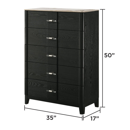 Opel - 5 Drawer Chest - Black Matrix Furniture Group