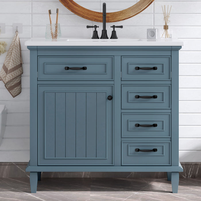 Modern Bathroom Vanity With Sink Top, Flip Drawers, Adjustable Shelf Hearth and Haven