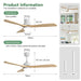 52" Ceiling Fan With Dimmable LED Light, 6 Speed DC Motor, 3 Blades Daily Nest