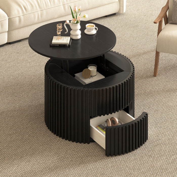 Round Lift Top Coffee Table With Hidden Storage For Living Room Hearth and Haven