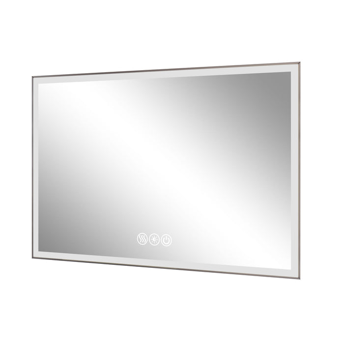 Modern LED Bathroom Vanity Mirror With Aluminum Frame, 45° Beveled Lights, Anti Fog - Silver