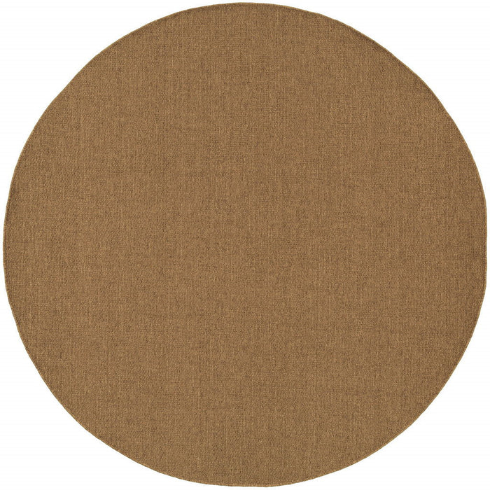 8' X 8' Round Stain Resistant Indoor & Outdoor Area Rug - Tan