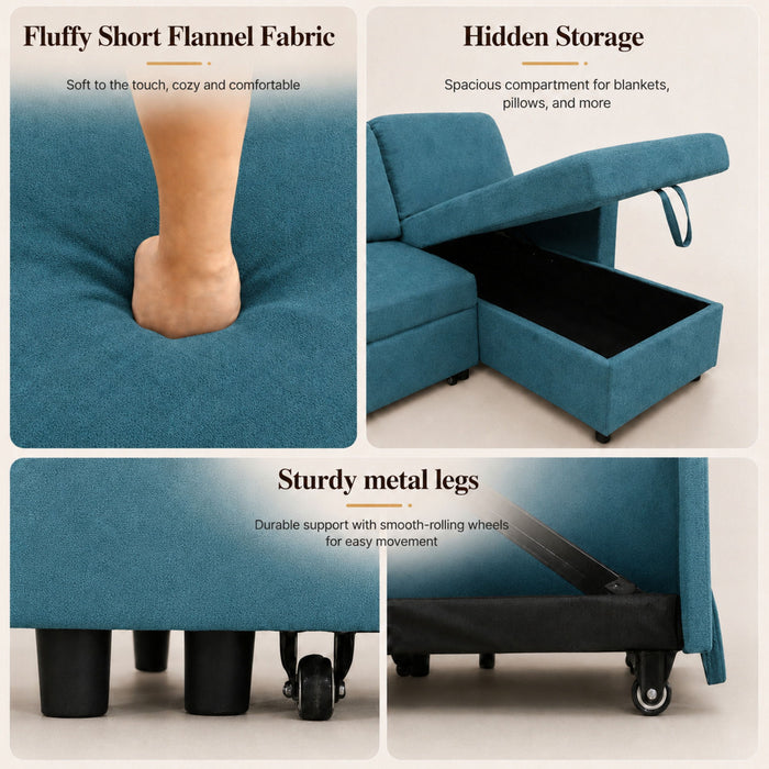 L - Shaped Convertible Sofa Bed With Storage Chaise Home Essentials