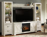 Bellaby - Entertainment Center - TV Stand With Faux Firebrick Fireplace Insert - Whitewash Signature Design by Ashley®