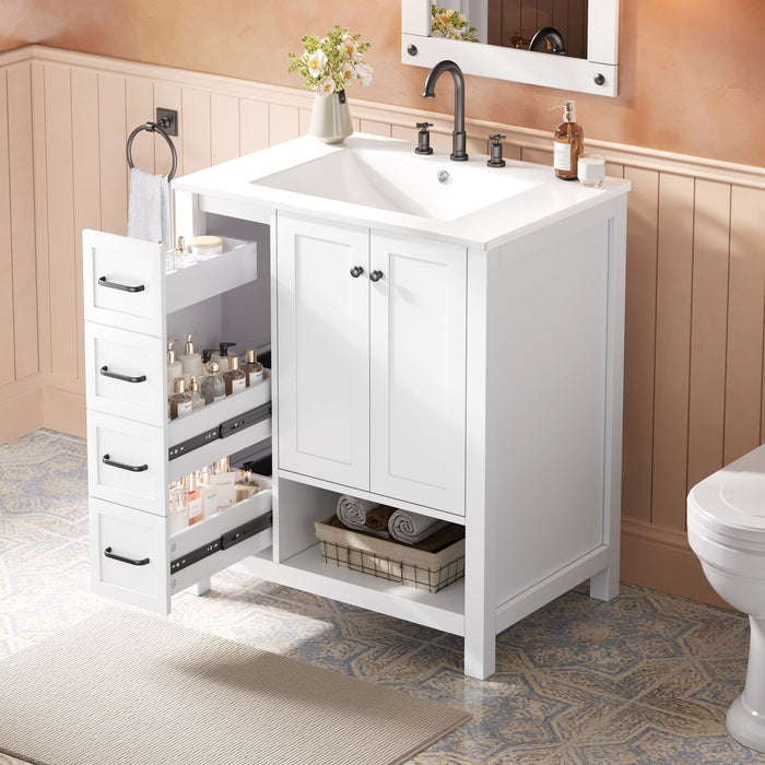 Bathroom Vanity With Sink Top, Bathroom Vanity Cabinet With 2 Doors And 2 Drawers, Open Shelf Hearth and Haven