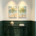 Palm Tree Wall Art, Beach Canvas Painting With Accents, Hand Painted Textured Tropical Decor (Set of 2) - Aqua Blue Daily Nest