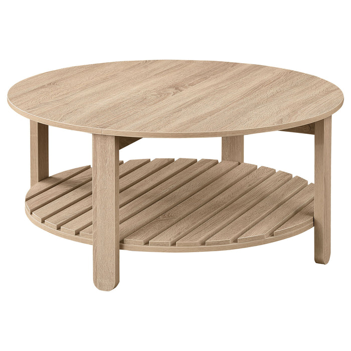 Brookson - Round 2 Piece Coffee And End Table Set - Natural Furniture Max