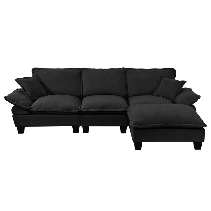 Modular Sectional Sofa With Movable Ottoman & Pillows Home Essentials