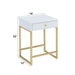 Coleen - Accent Table - White & Brass ACME