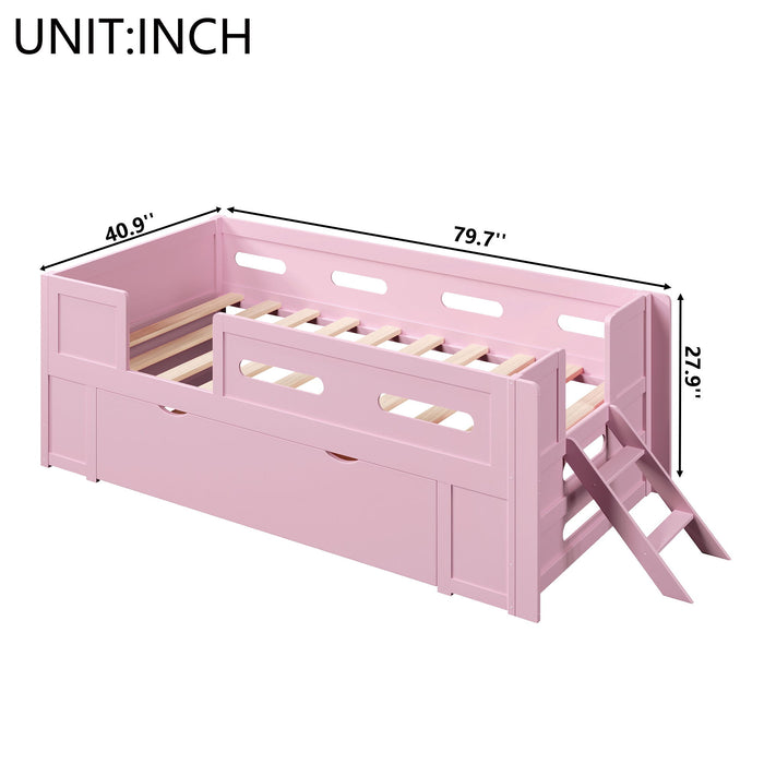 Platform Bed With Guardrail And Drawer Dreamland