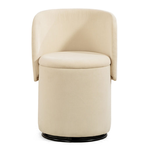 Barrel Chair, Built In Storage, 360° Swivel - Beige Home Essentials