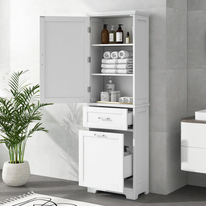 Tall Freestanding Bathroom Storage Cabinet With Adjustable Shelf And 2 Drawers Hearth and Haven