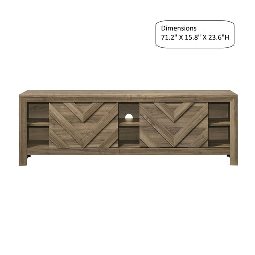 Chevron Patterned Living Room TV Stand - Light Brown Home Essentials
