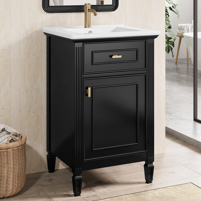 Bathroom Vanity With Sink, Adjustable Shelf, Tilt-Out Drawer Hearth and Haven