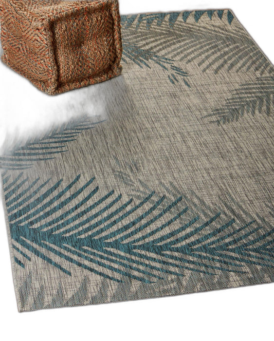 8' X 9' Floral Indoor / Outdoor Area Rug - Gray