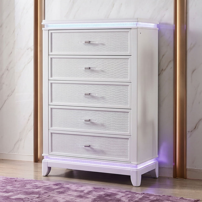 Opium - 5 Drawer Chest - White Matrix Furniture Group