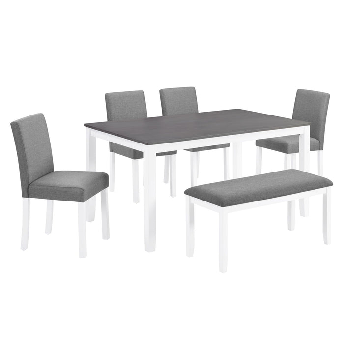 6 Piece Dining Table Set With Bench And Chairs Home Essentials