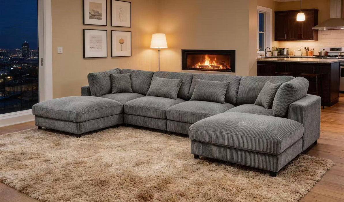 Upholstered Modular Sectional & Custom Configuration And Toss Pillows Home Essentials