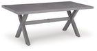 Half Moon Beach - Rectangular Dining Table With Umbrella Option - Gray Signature Design by Ashley®