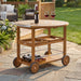 Outdoor Bar Cart With Foldable Tabletop & Removable Trays - Teak Noble House