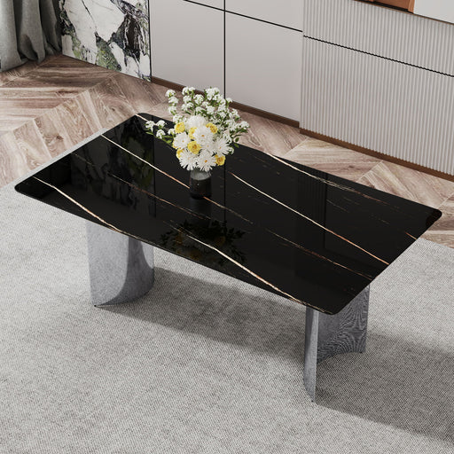 Modern Minimalist Dining Table With Marble Glass Top Home Essentials