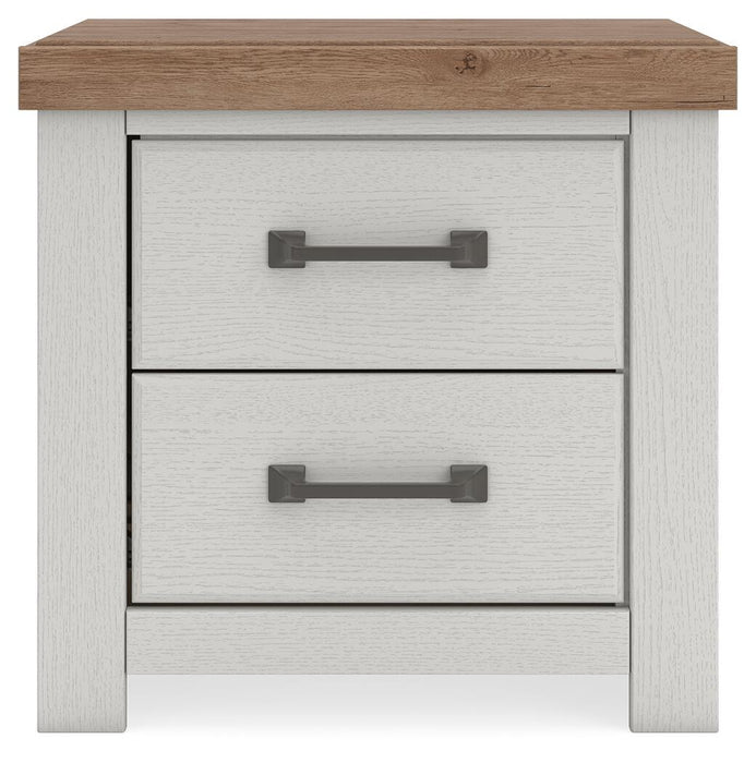 Savonport - Two Drawer Night Stand - White / Brown Benchcraft®