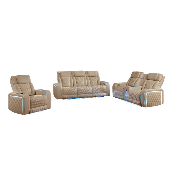 Electra - 3 Piece Power Reclining Sofa, Loveseat And Recliner Set With Power Headrests, Massage And LED Lighting Matrix Furniture Group