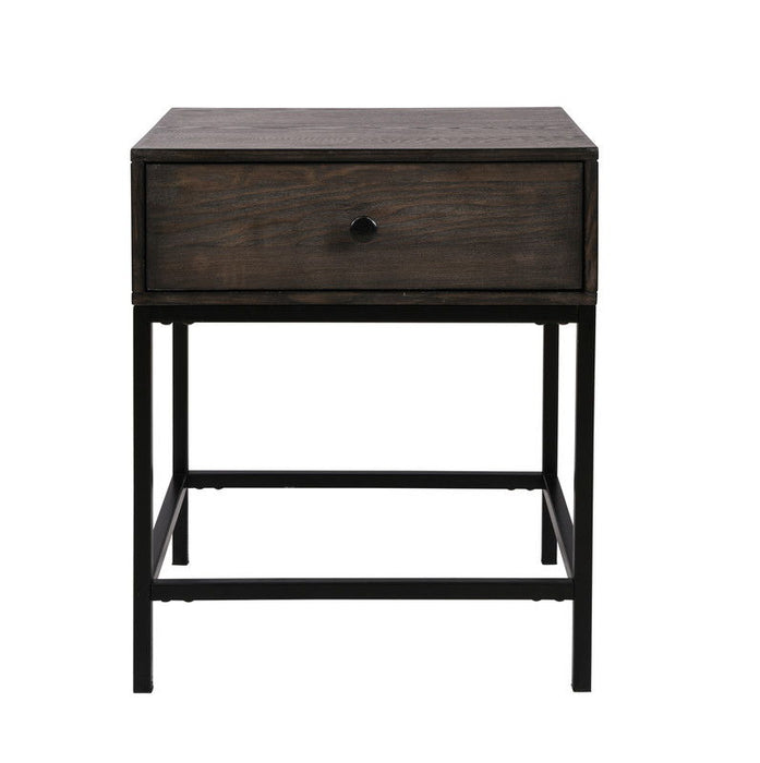 Ava - MDF End Table With Charging Ports And Metal Base - Espresso