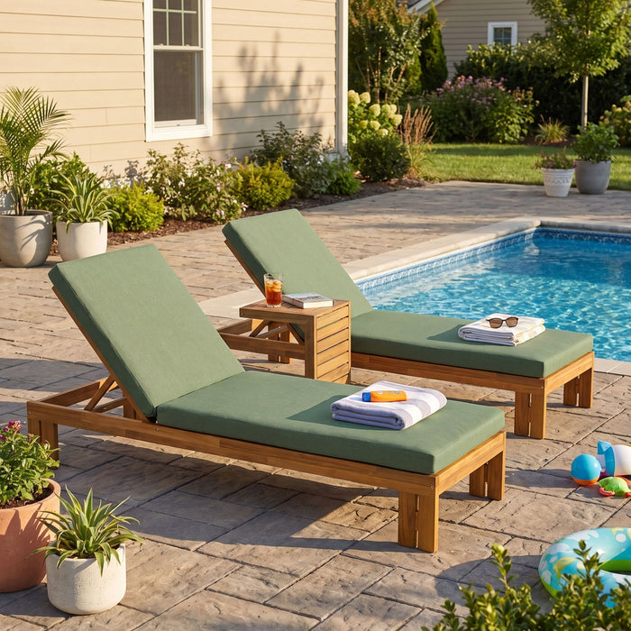 Outdoor Chaise Lounge Set & Side Table, 5 Position Adjustable Patio Recliner Noble House