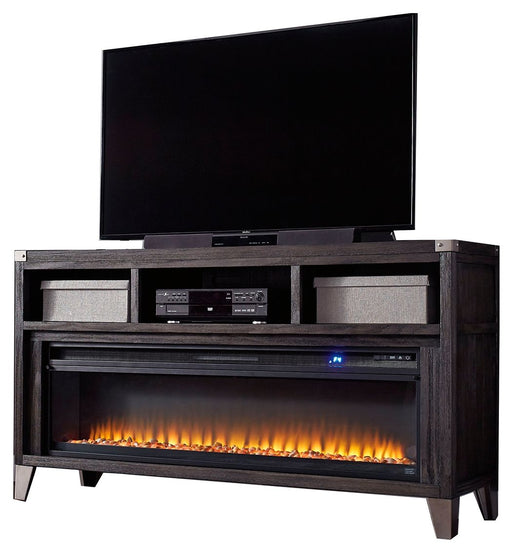 Todoe - 2 Pc. - 65" TV Stand With Wide Fireplace Insert - Gray Signature Design by Ashley®