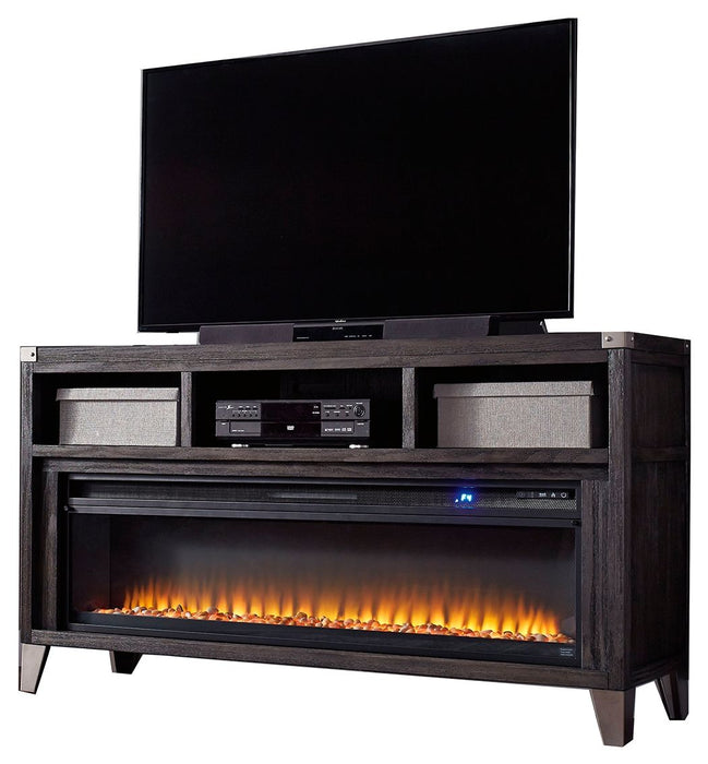 Todoe - 2 Pc. - 65" TV Stand With Wide Fireplace Insert - Gray Signature Design by Ashley®