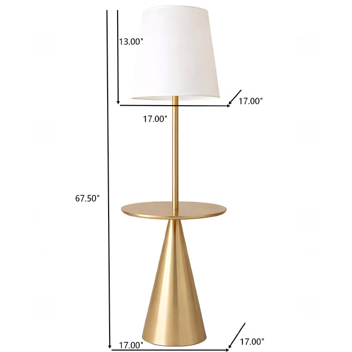 Celestial - Modern Floor Lamp With Accent Table With Large Shade - Gold / White Ashcroft Furniture