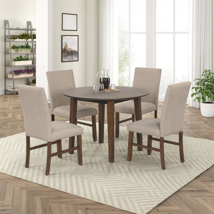 Hargrove - 5 Piece Set (42" Round Dining Table & 4 Chairs) - Brown / Beige New Classic