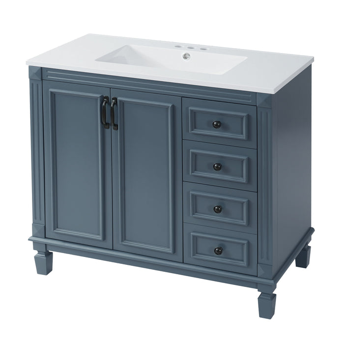 Bathroom Vanity With Sink And Storage, 2 Drawers, 1 Deep Drawer, Adjustable Shelf - Blue Hearth and Haven