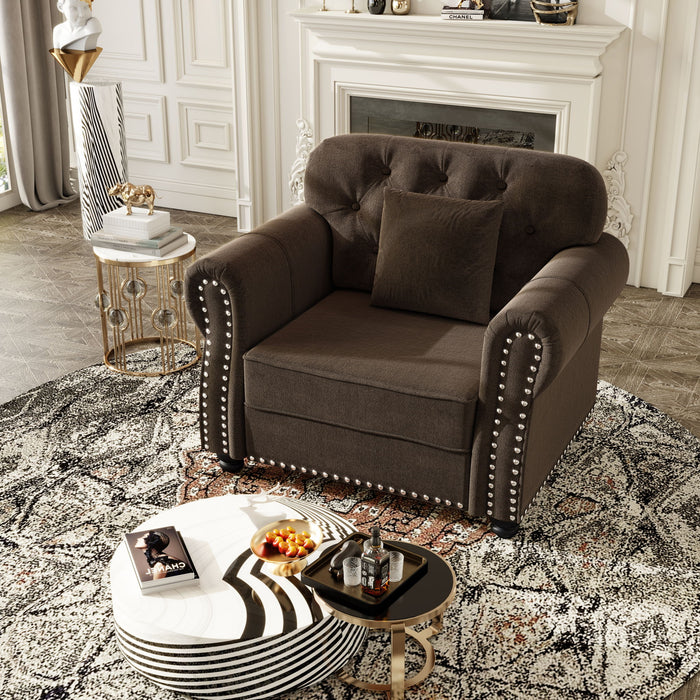 Sofa With Nailhead Trim And Rolled Armrests Home Essentials