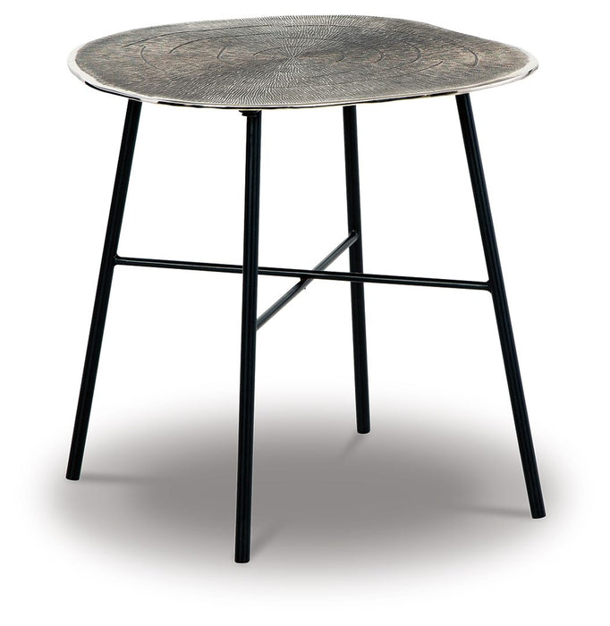 Laverford - Round End Table - Chrome / Black Signature Design by Ashley®