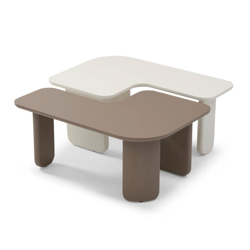 2 Pieces Modular Coffee Table Set, Free Combination - Khaki / White Home Essentials