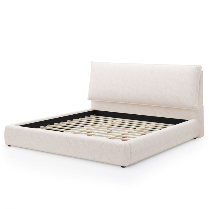 Upholstered Platform Bed Frame With Oversized Plush Pillow Headboard Artistry At Home