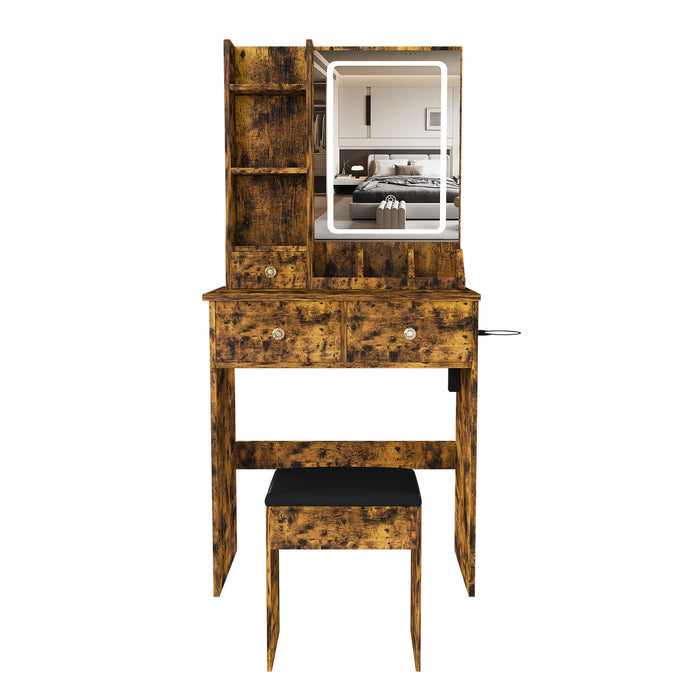 Modern Small Vanity Desk With 3 LED Lighting Modes, 3 Drawers Home Essentials