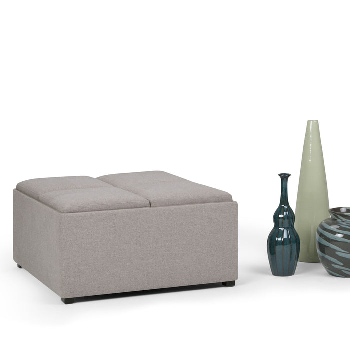 Avalon - Square Coffee Table, Storage Ottoman Simpli-Home