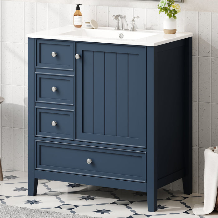 Modern Bathroom Vanity With Sink, 1 Cabinet & 3 Drawers Hearth and Haven