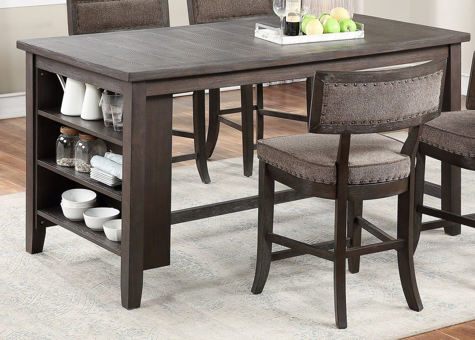 Dining Room Furniture Counter Height Dining Table Width Side Shelves Rustic Espresso 5 Pieces Dining Set Table And 4 X High Chairs Unique Design Back