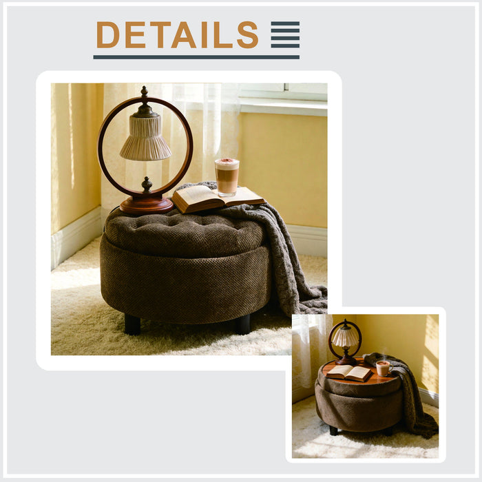Storage Round Footstool Table Ottoman Home Essentials